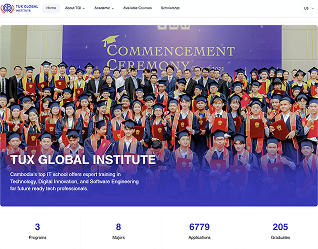TUX Global Institute website on desktop screen